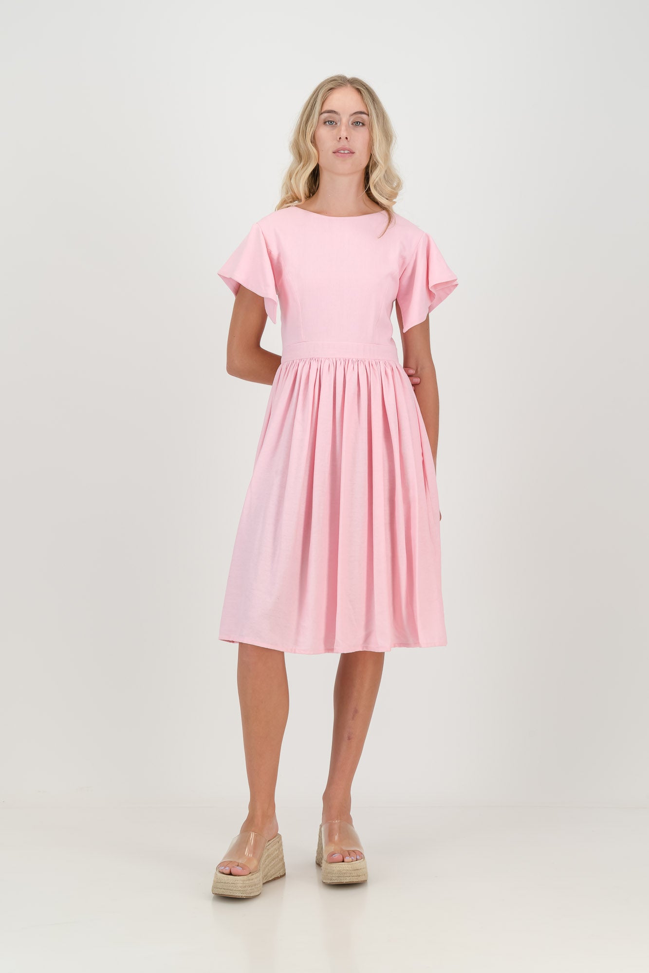 The Pink Camelia Open Back Dress