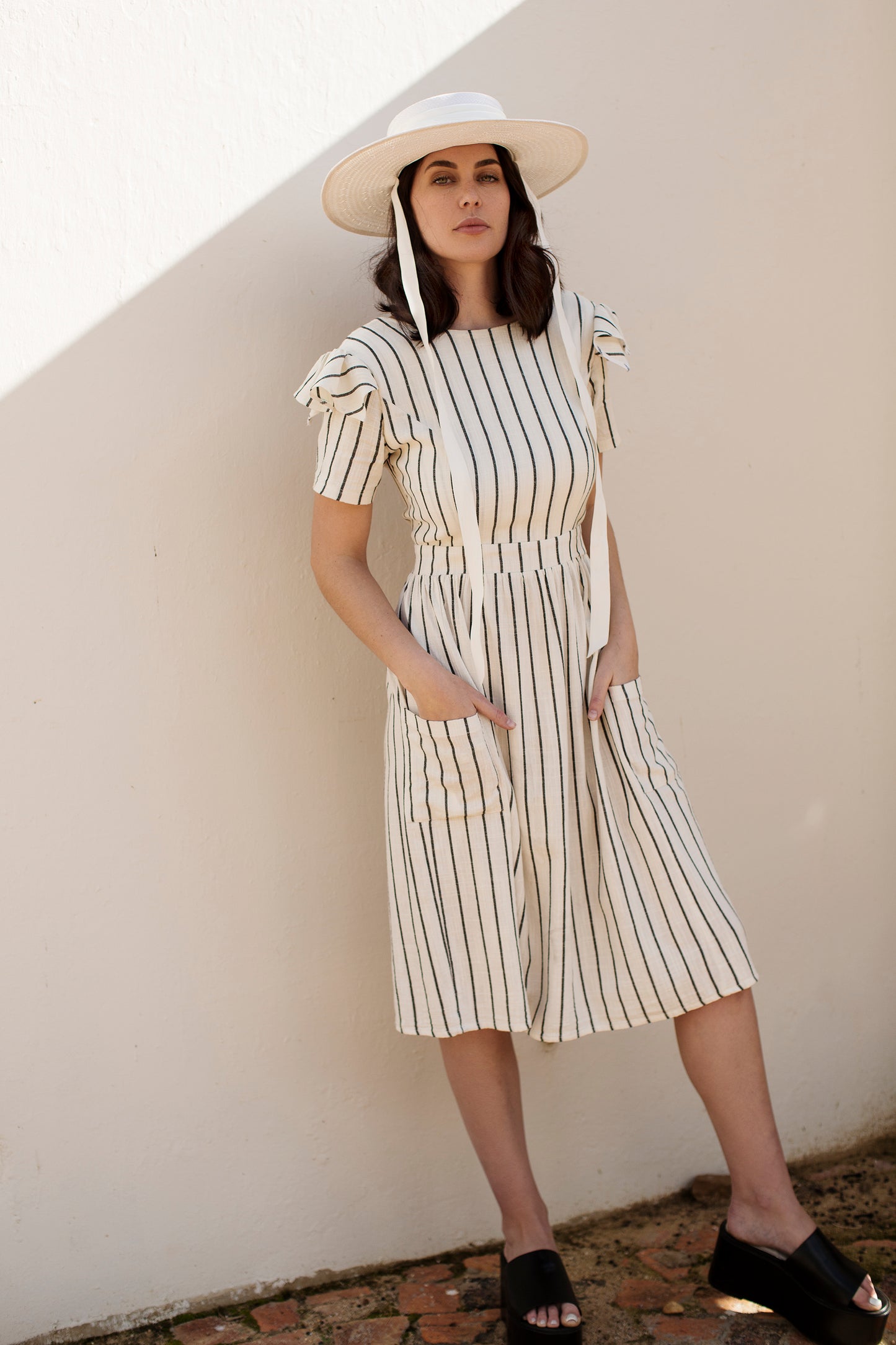 The Navy Stripe Open Back Dress