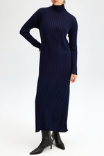 THE ASHLEY RIBBED KNIT DRESS NAVY