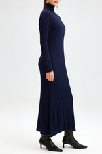 THE ASHLEY RIBBED KNIT DRESS NAVY