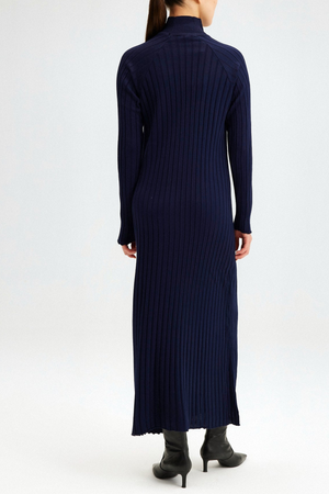 THE ASHLEY RIBBED KNIT DRESS NAVY