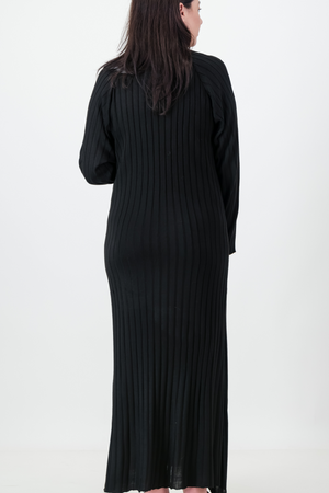 THE OLIVIA RIBBED KNIT DRESS BLACK