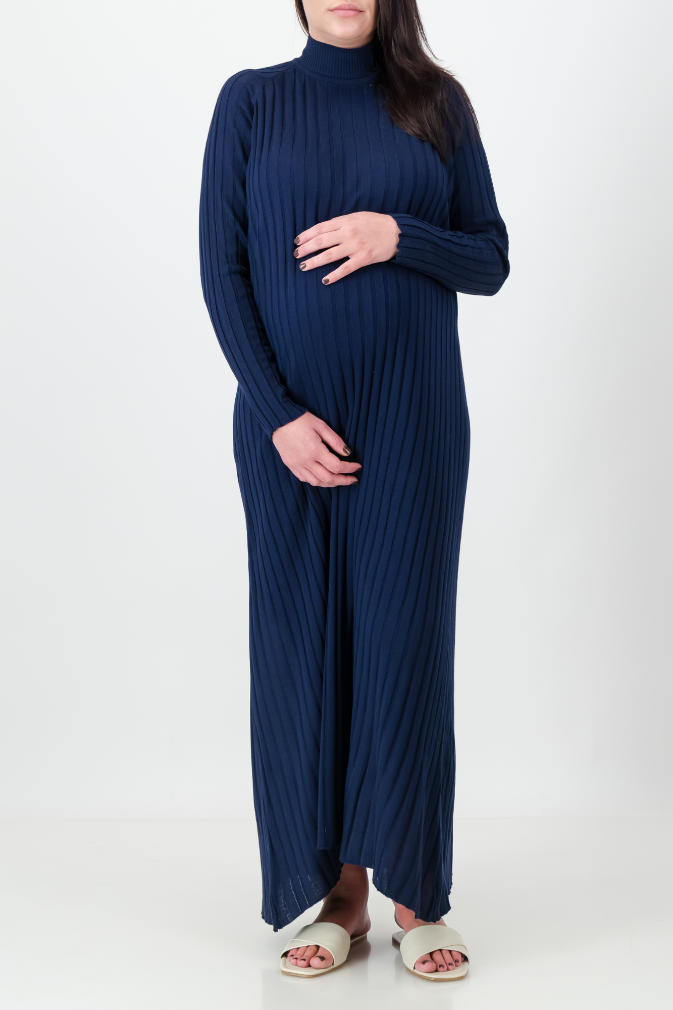 THE ASHLEY RIBBED KNIT DRESS NAVY