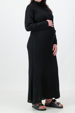 THE OLIVIA RIBBED KNIT DRESS BLACK