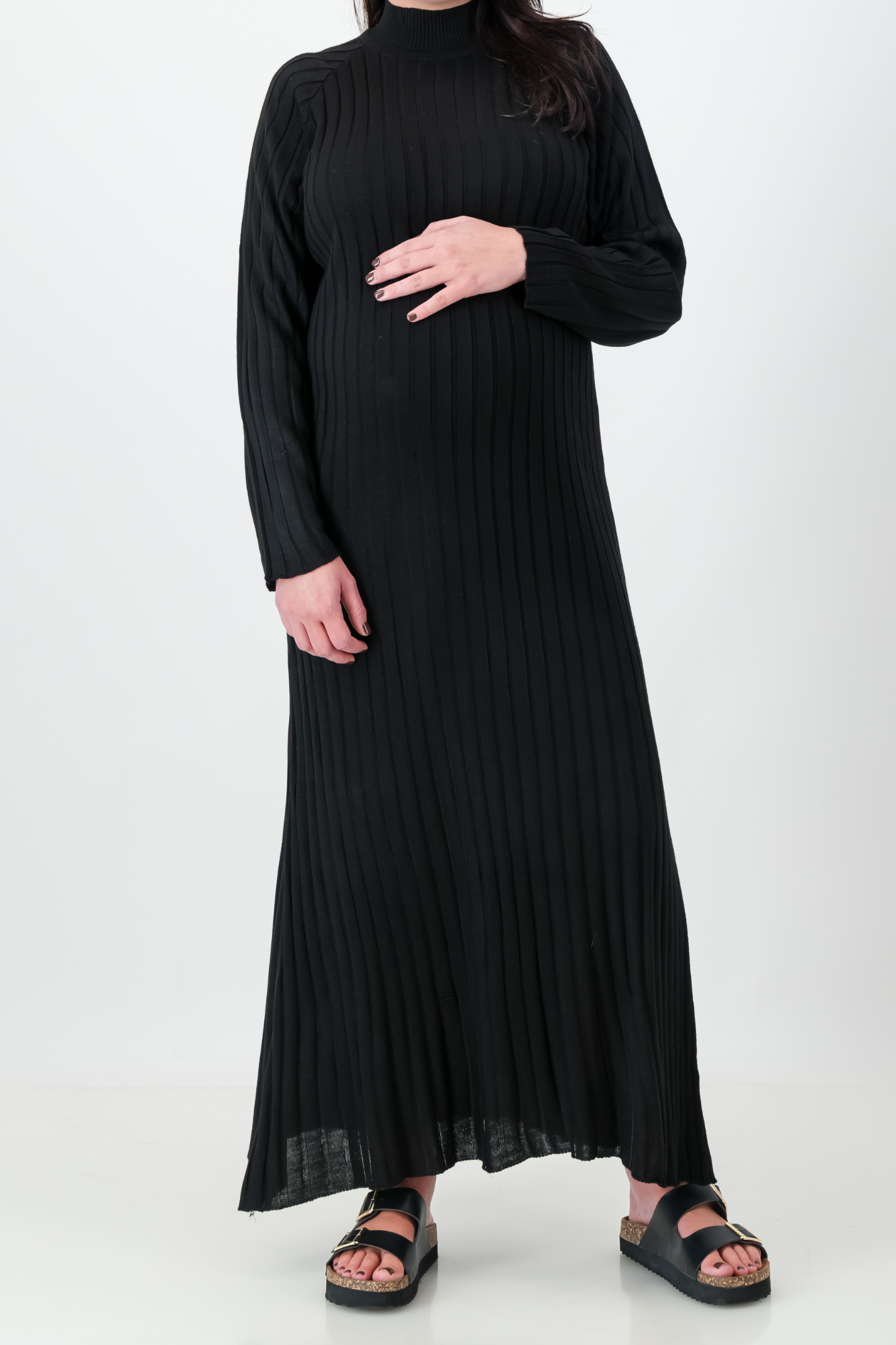 THE OLIVIA RIBBED KNIT DRESS BLACK