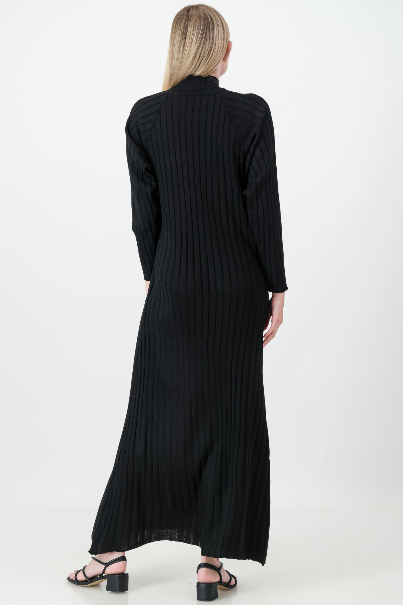 THE OLIVIA RIBBED KNIT DRESS BLACK