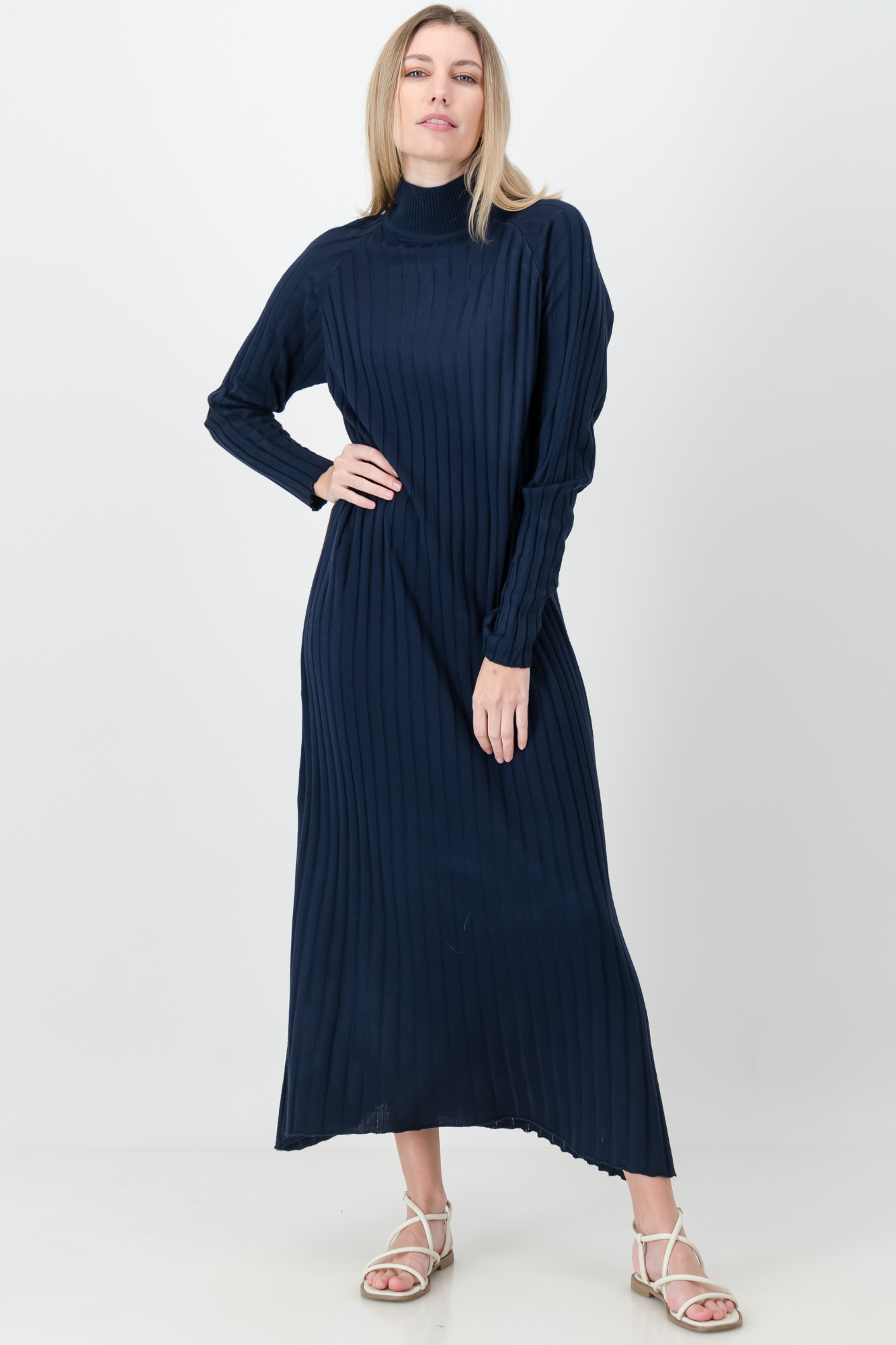 THE ASHLEY RIBBED KNIT DRESS NAVY