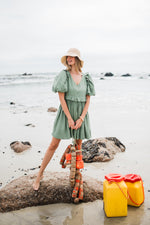Willow Whisper Puff Sleeve Dress — Olive Green