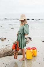 Willow Whisper Puff Sleeve Dress — Olive Green