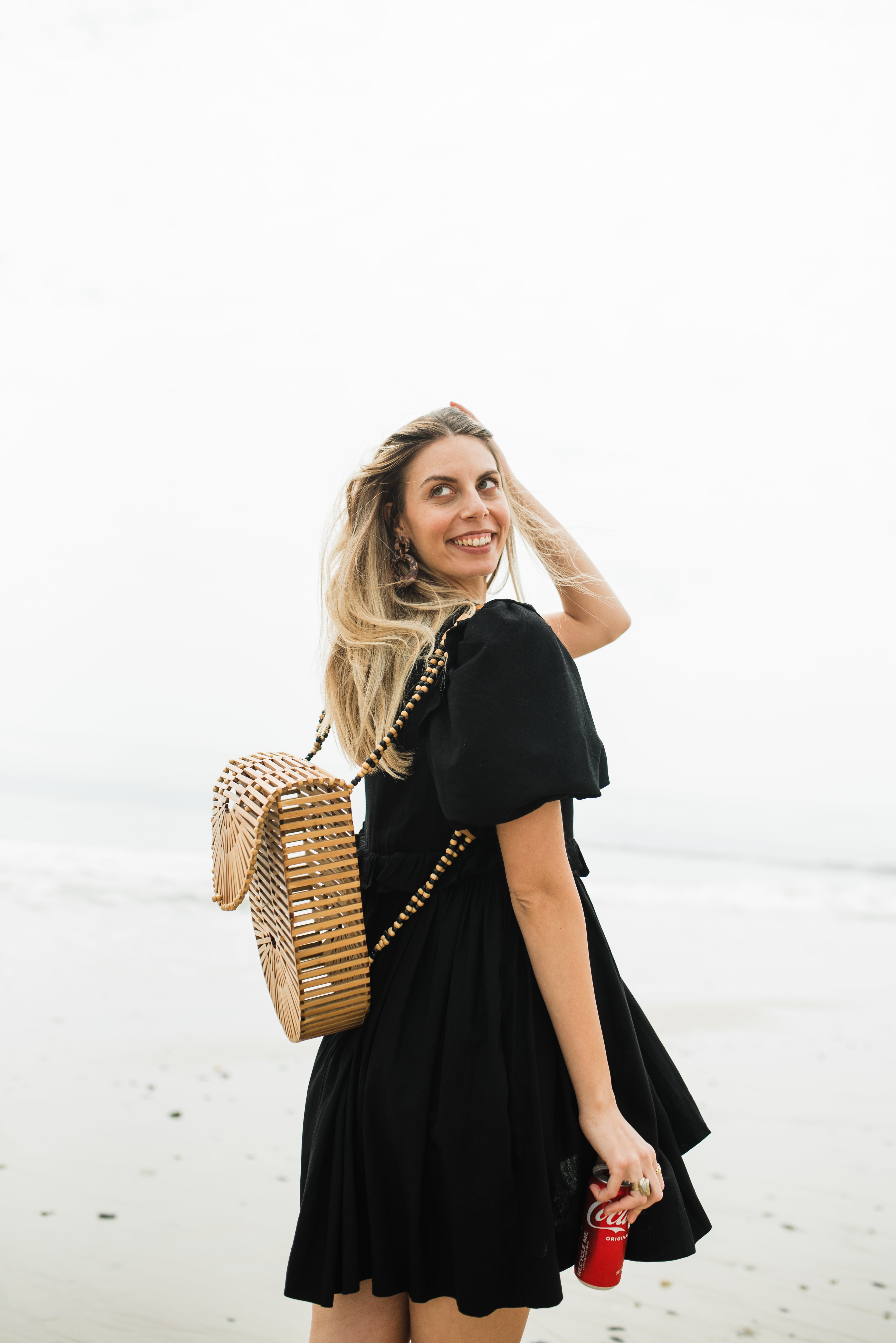 Midnight Bloom Puff Sleeve Dress — Black