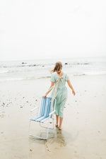 Morning Mist Closed Back Dress — Pistachio with Oatmeal Tie