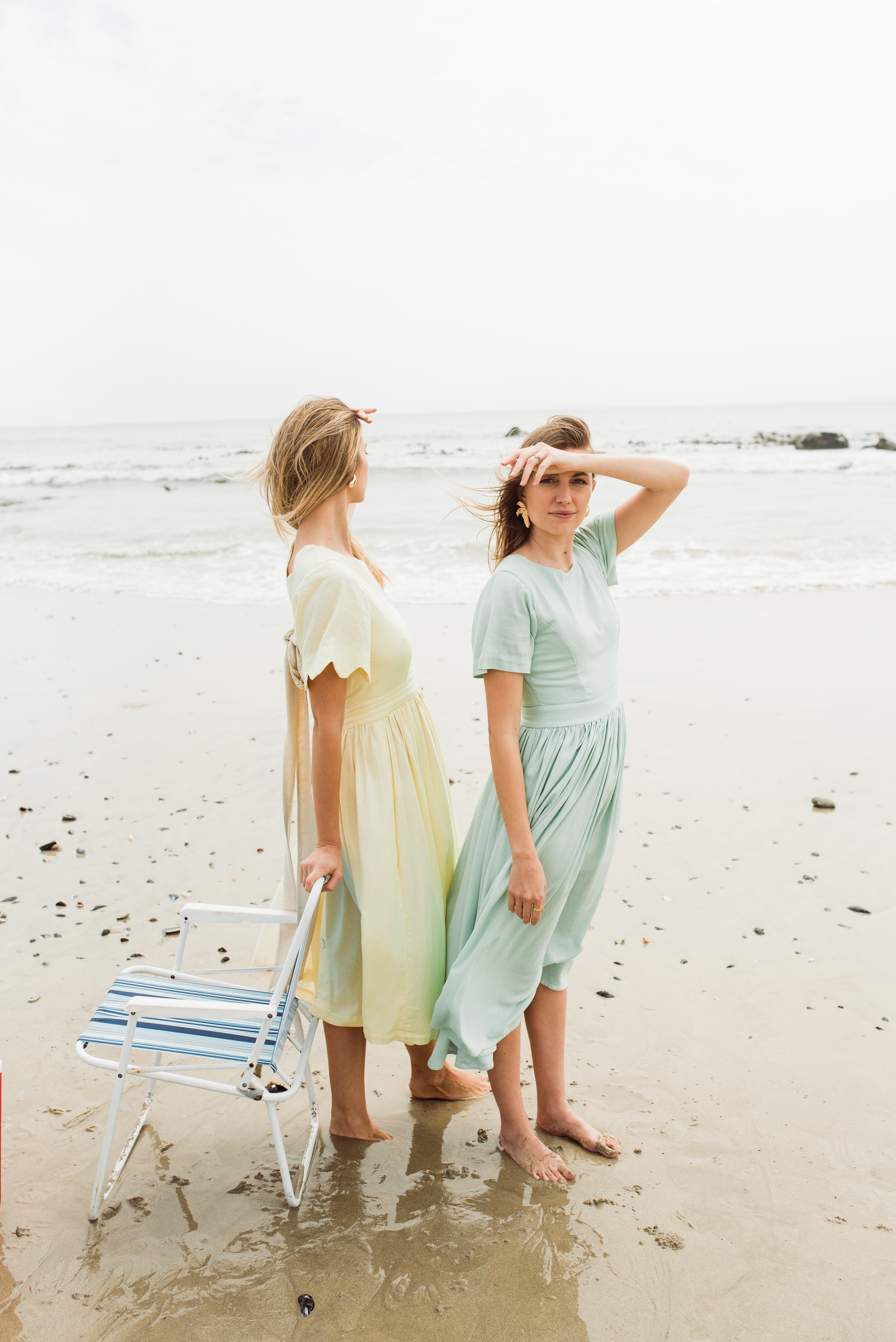 Morning Mist Closed Back Dress — Pistachio with Oatmeal Tie