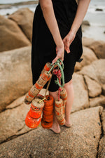 Midnight Solace Open Back Dress — Black with Oatmeal ties