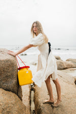 Willow Whisper Dress — Stone with Black ties