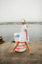 Cloudlight Mini Pleat Dress — White Cotton Linen