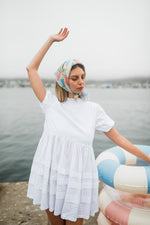 Cloudlight Mini Pleat Dress — White Cotton Linen