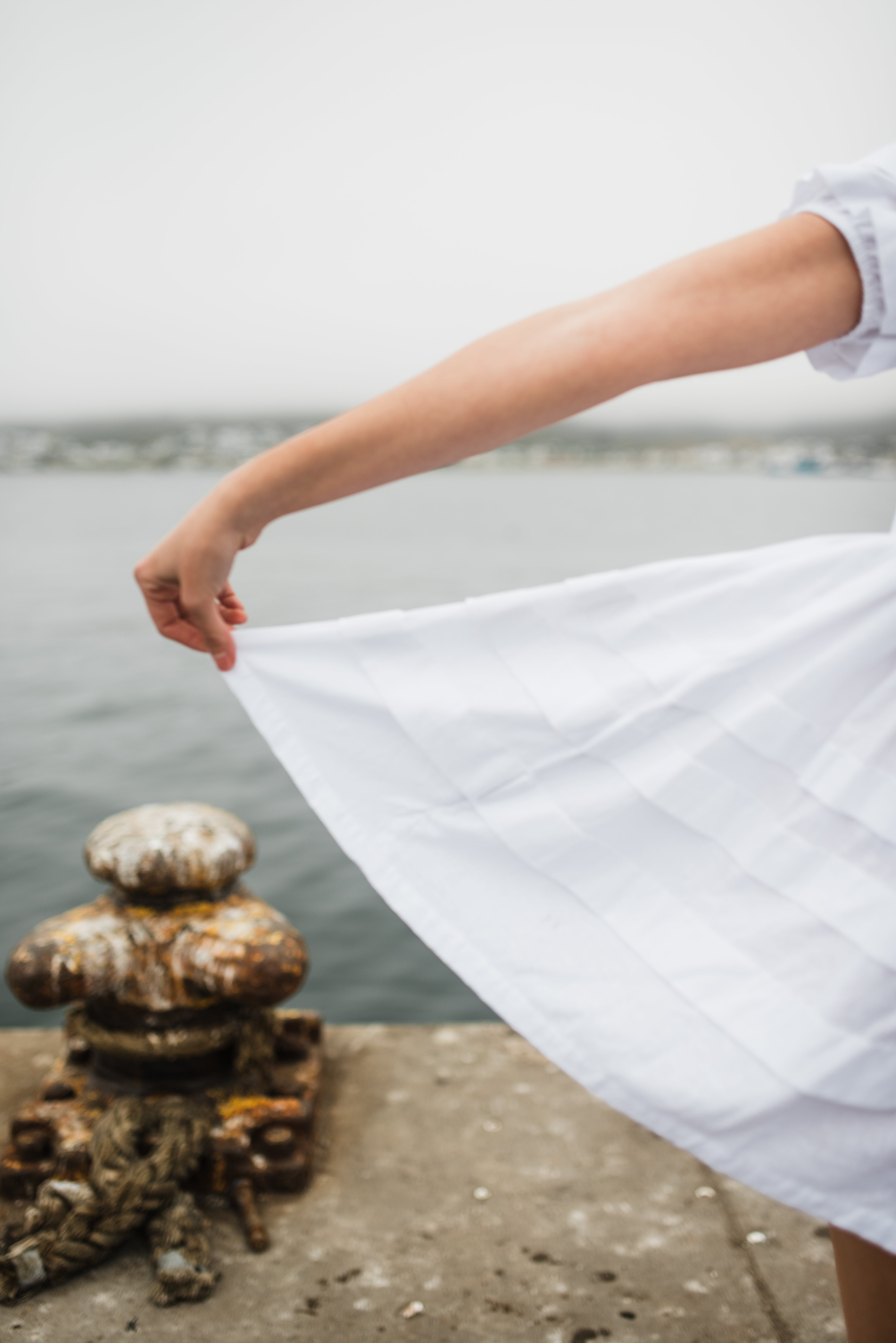 Cloudlight Mini Pleat Dress — White Cotton Linen