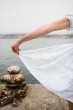 Cloudlight Mini Pleat Dress — White Cotton Linen