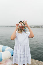 Cloudlight Mini Pleat Dress — White Cotton Linen