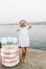 Cloudlight Mini Pleat Dress — White Cotton Linen