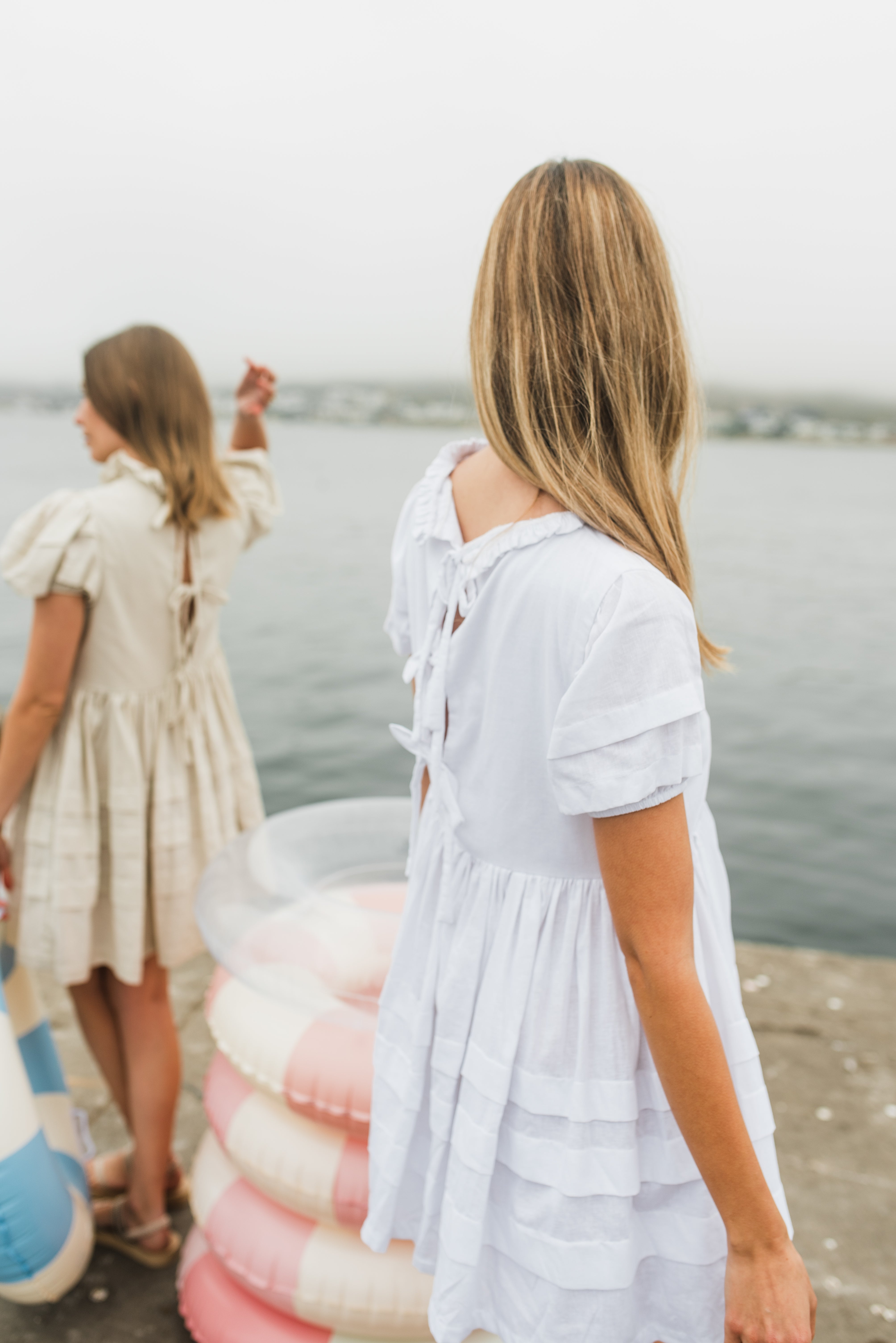 Cloudlight Mini Pleat Dress — White Cotton Linen