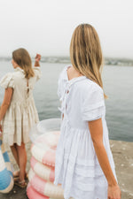 Cloudlight Mini Pleat Dress — White Cotton Linen