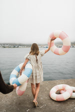 Riverstone Mini Pleat Dress — Stone Cotton Linen