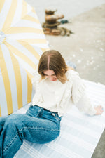 Fleurstone Frill Top — Stone Cotton Linen