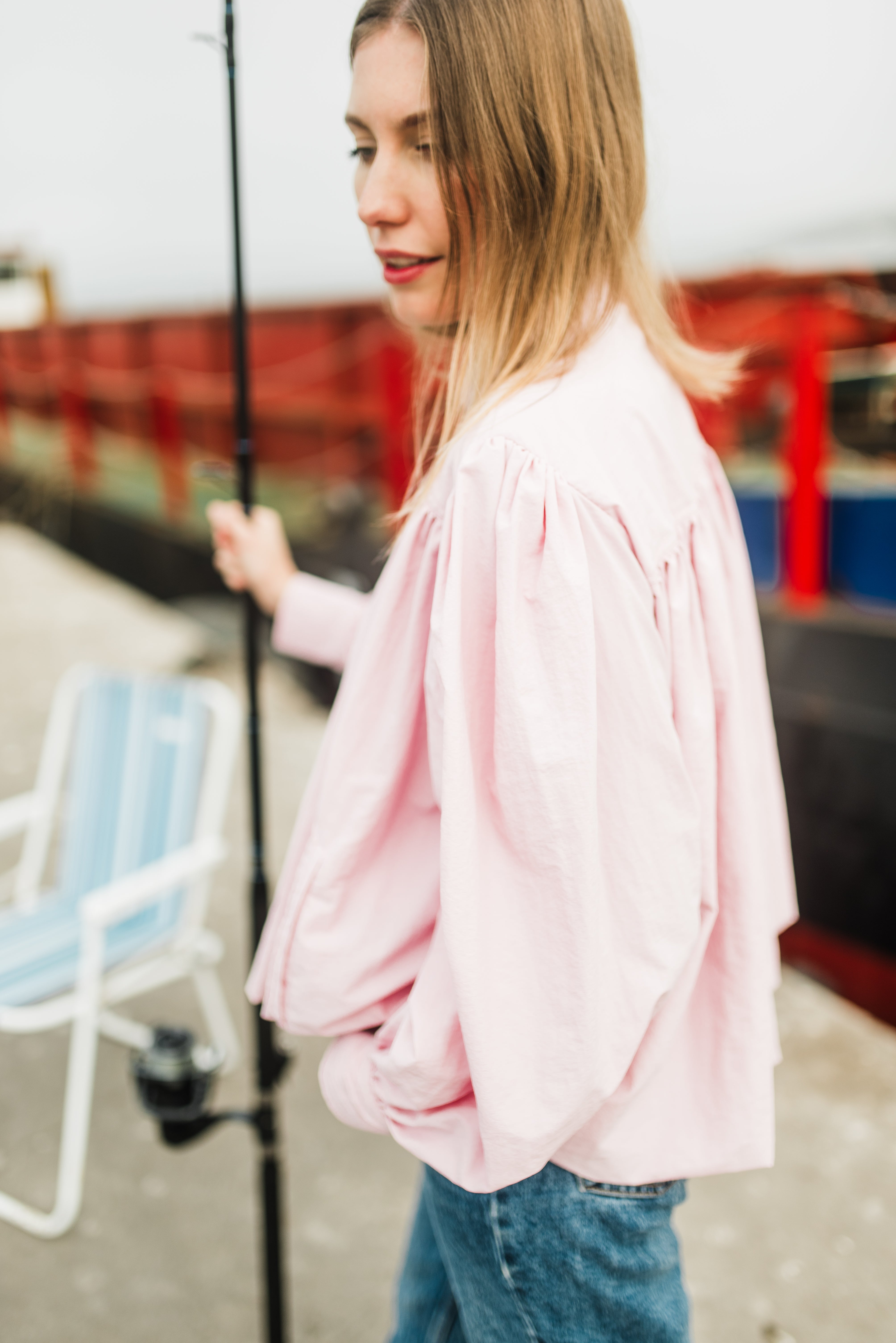 PRE-ORDER Petal Edge Scallop Jacket — Light Pink Mid Length