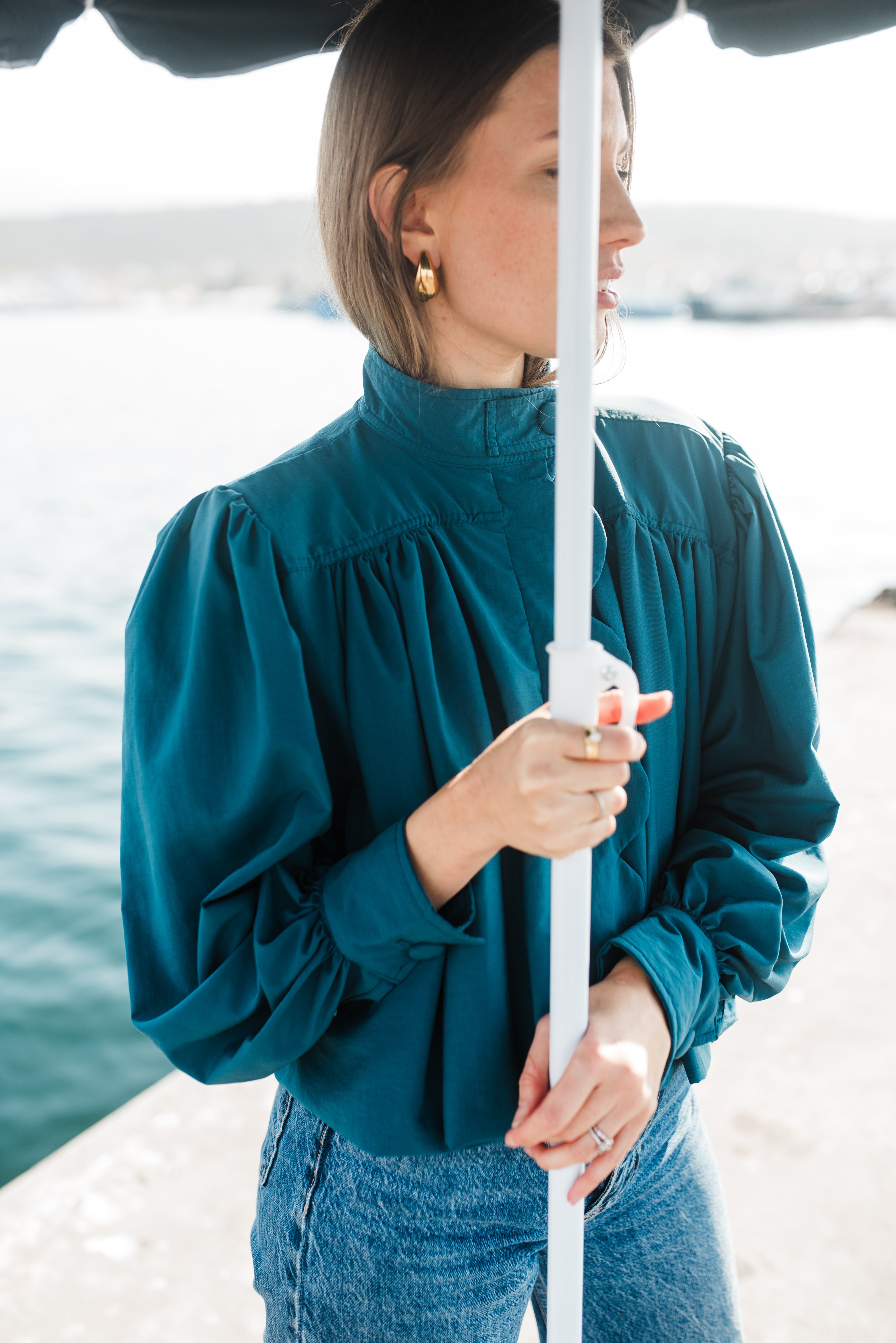 PRE-ORDER Azure Crest Scallop Jacket — Teal Cropped