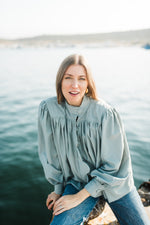 PRE-ORDER Tide Bloom Scallop Jacket - Duck egg Mid length