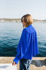 The Dark Blue Scalloped Jacket Mid Length