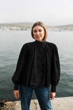 The Black Scalloped Mid Length Jacket