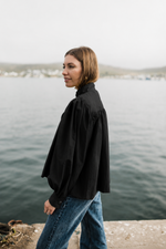 The Black Scalloped Mid Length Jacket
