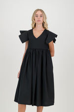 Black Cotton Poplin Daisy Dress