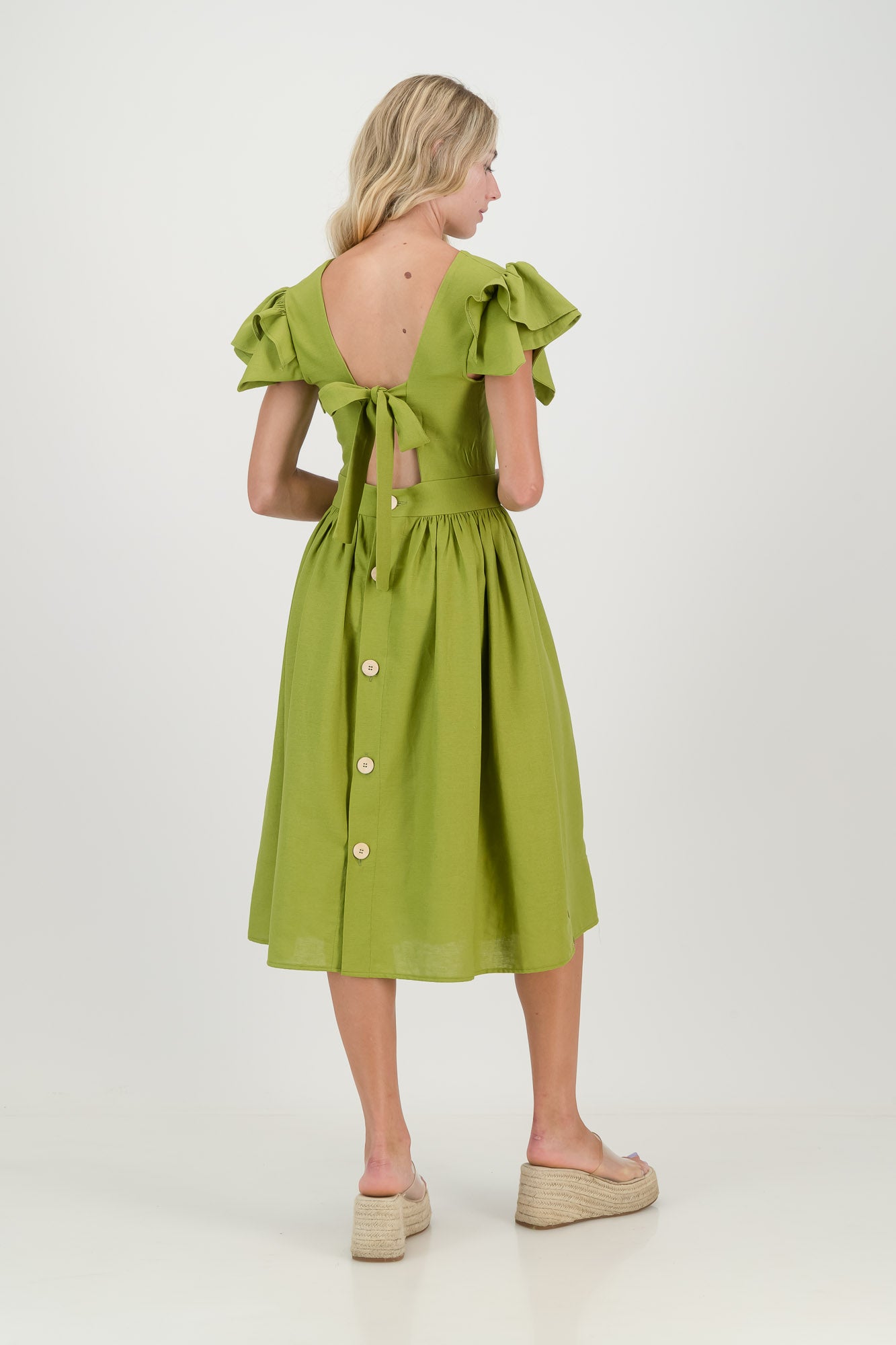 Avo Green Camelia Open Back Dress