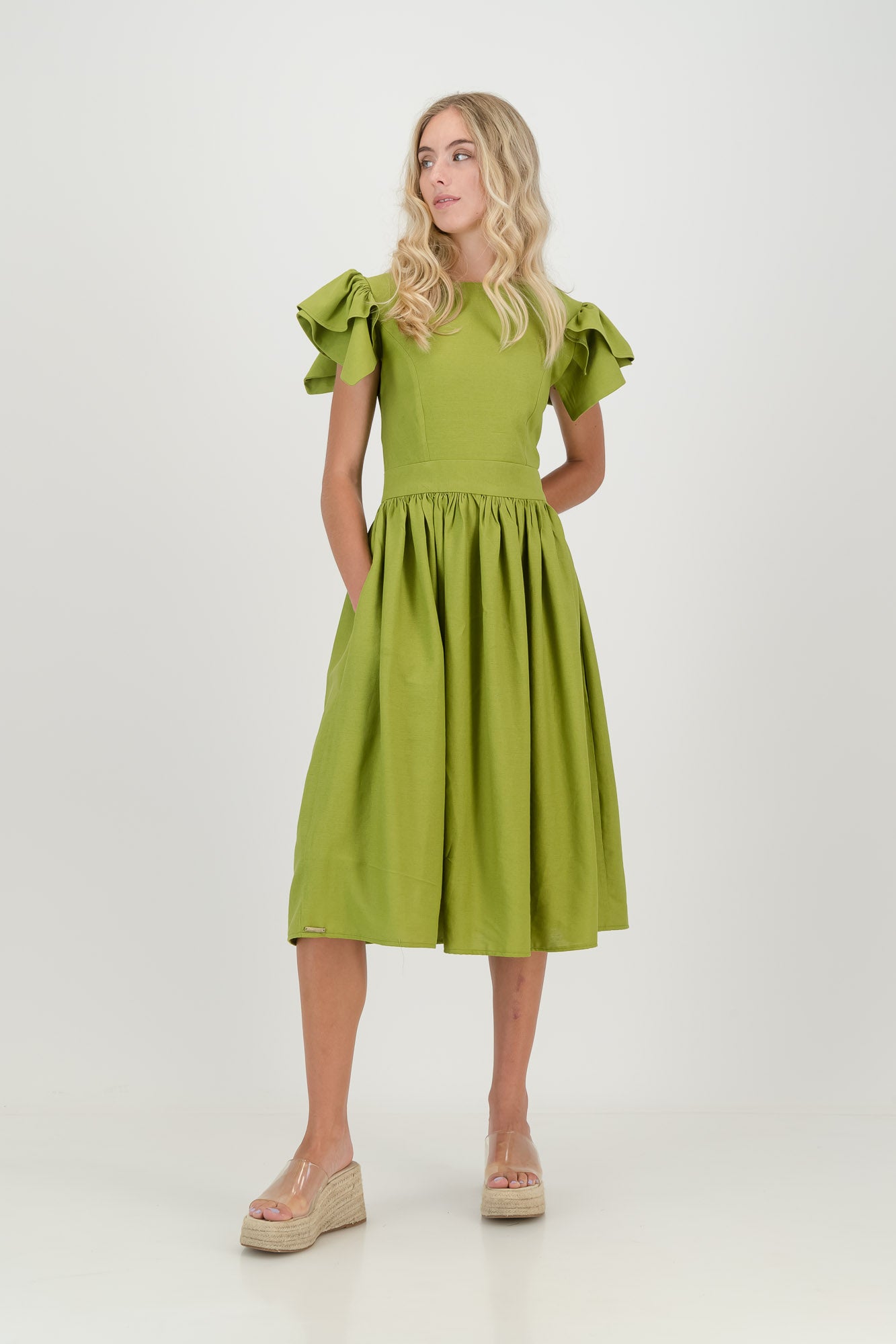 Avo Green Camelia Open Back Dress