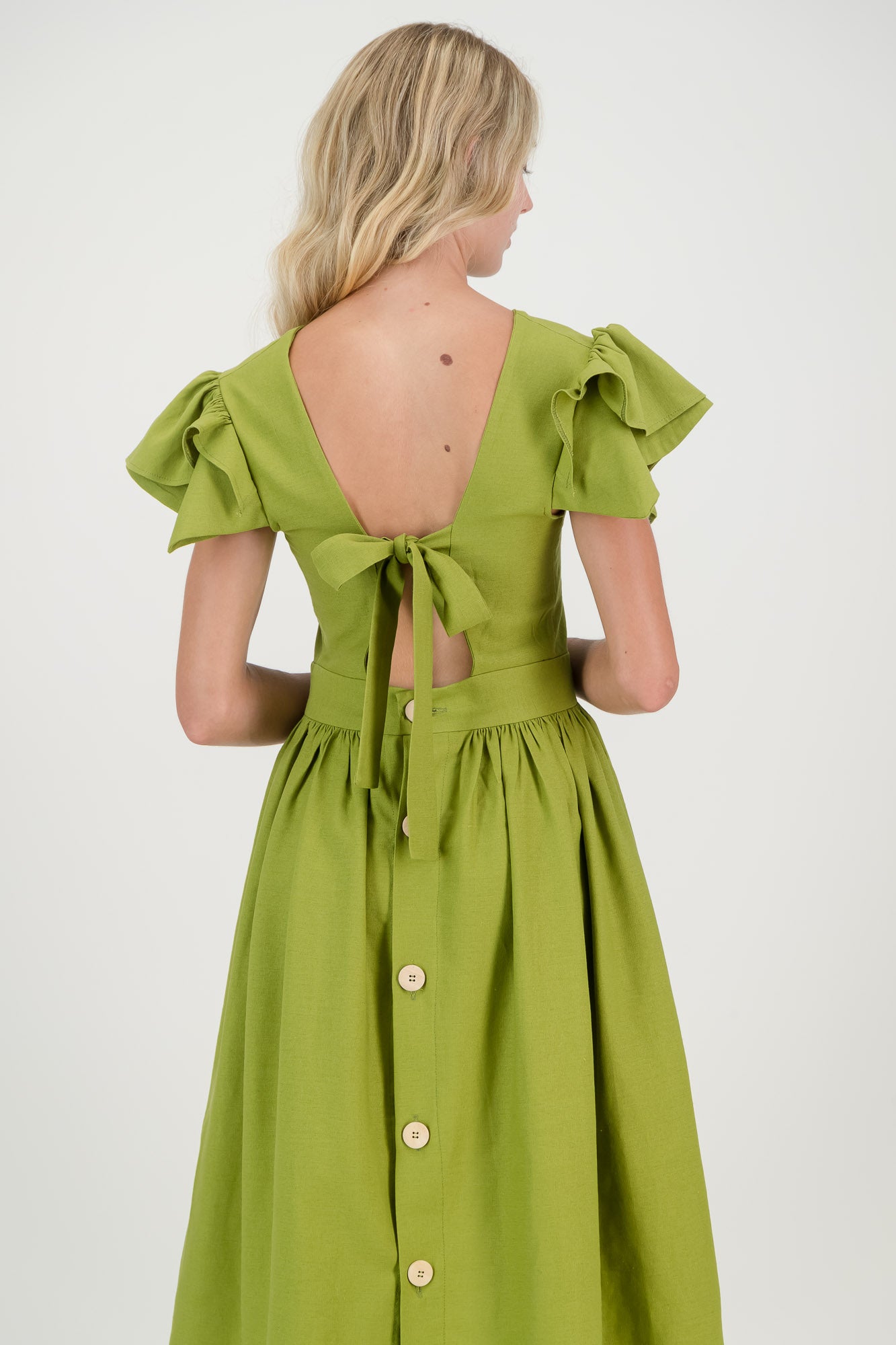 Avo Green Camelia Open Back Dress