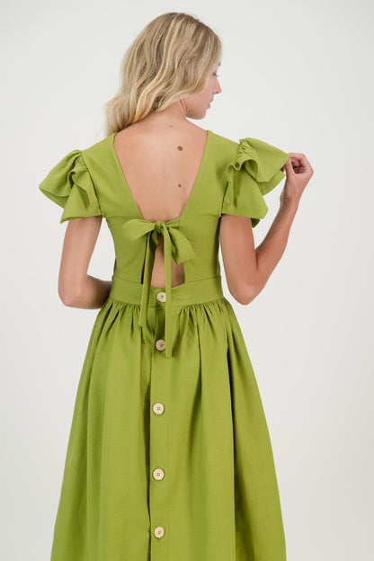 Avo Green Camelia Open Back Dress