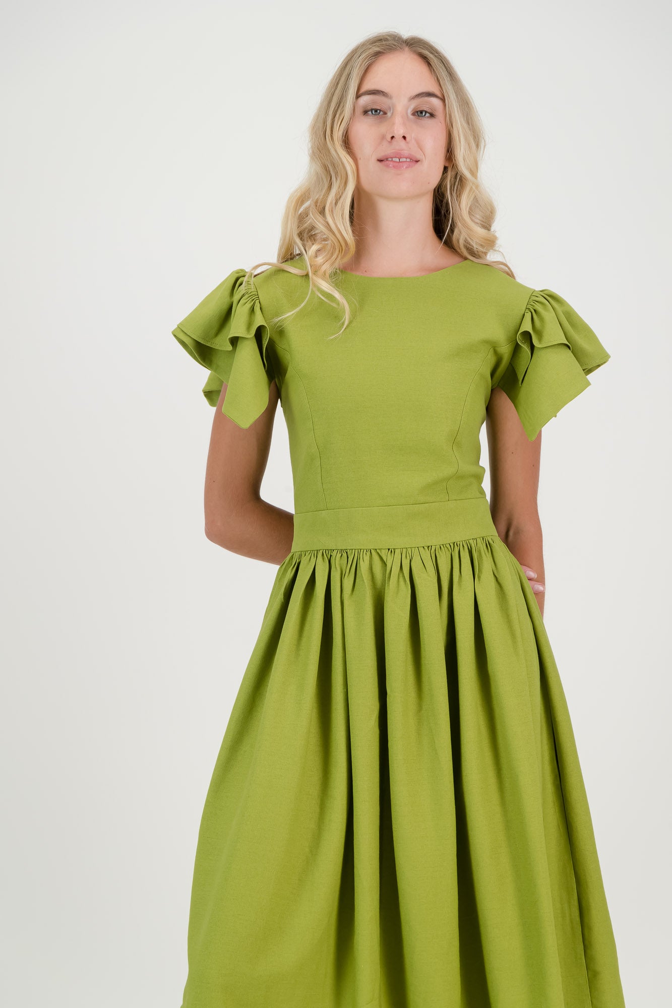 Avo Green Camelia Open Back Dress