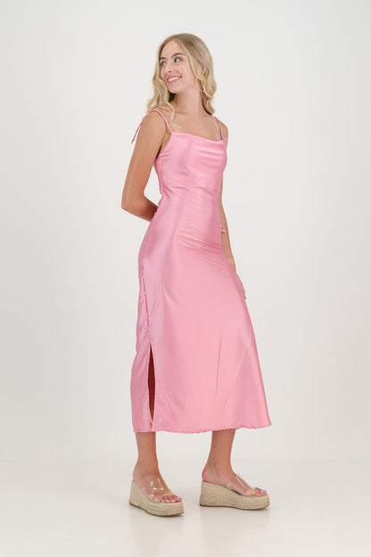 The Pink Luna Satin Slip Dress