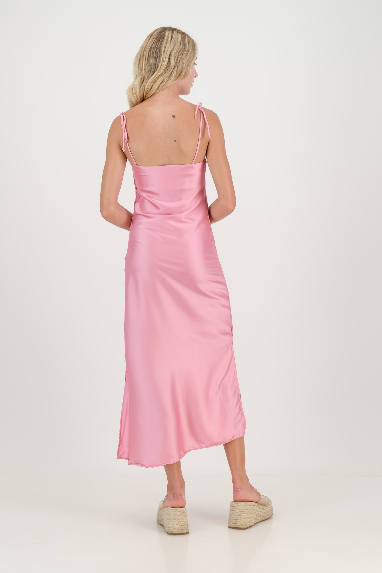 The Pink Luna Satin Slip Dress