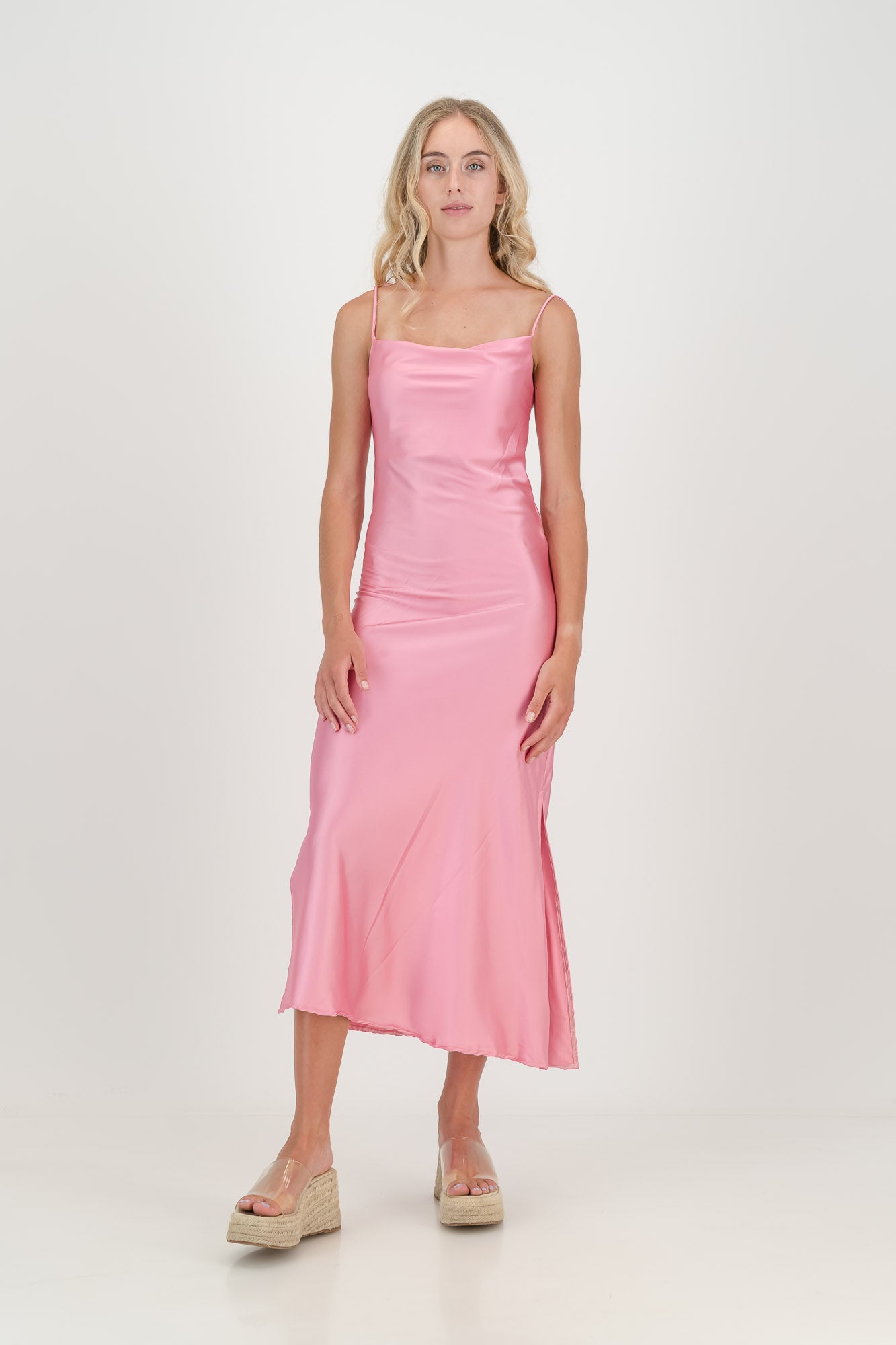 The Pink Luna Satin Slip Dress