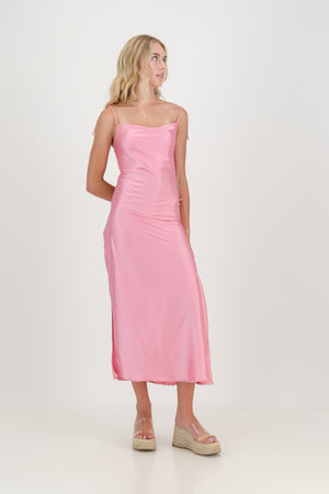 The Pink Luna Satin Slip Dress