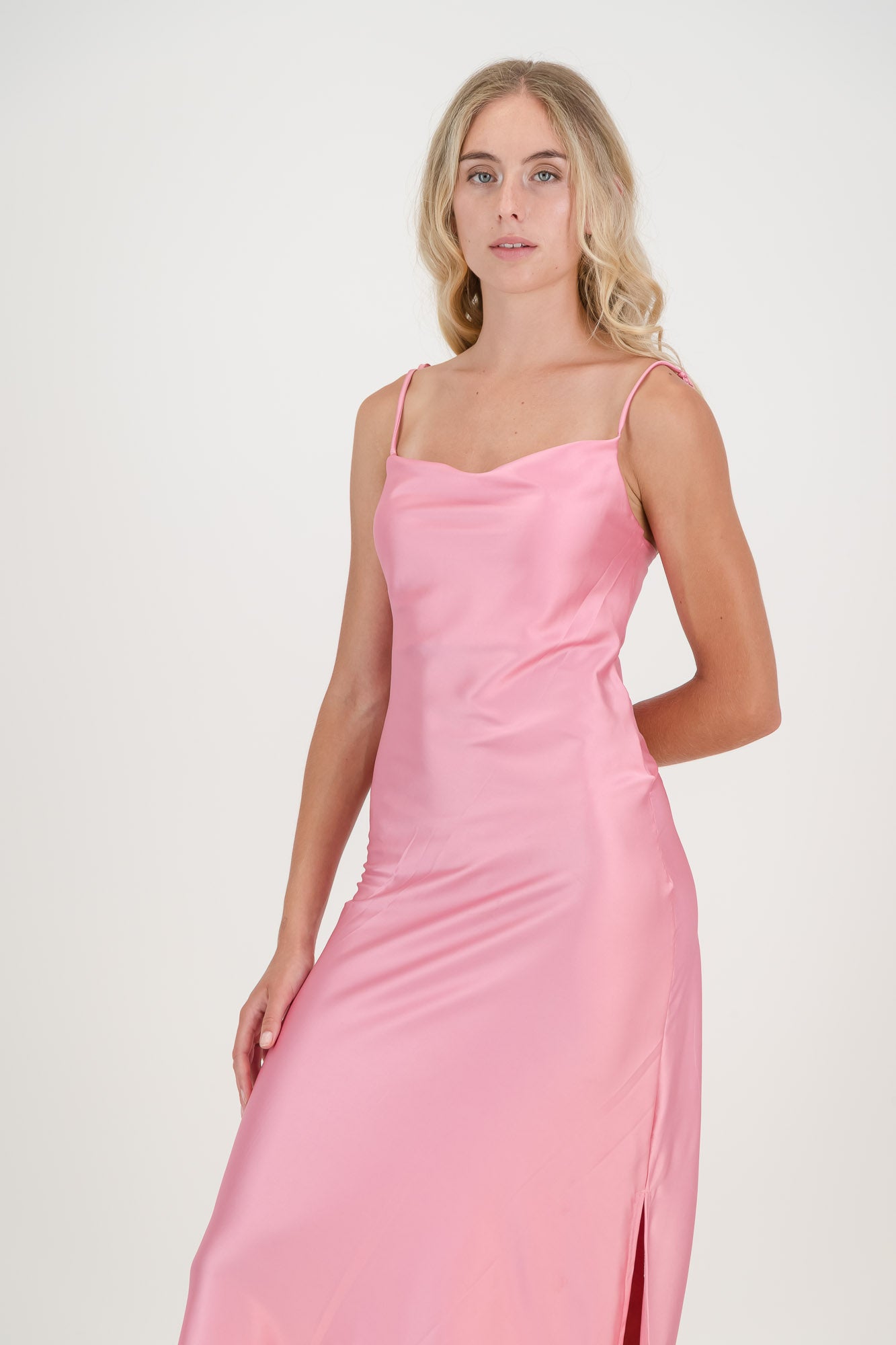 The Pink Luna Satin Slip Dress