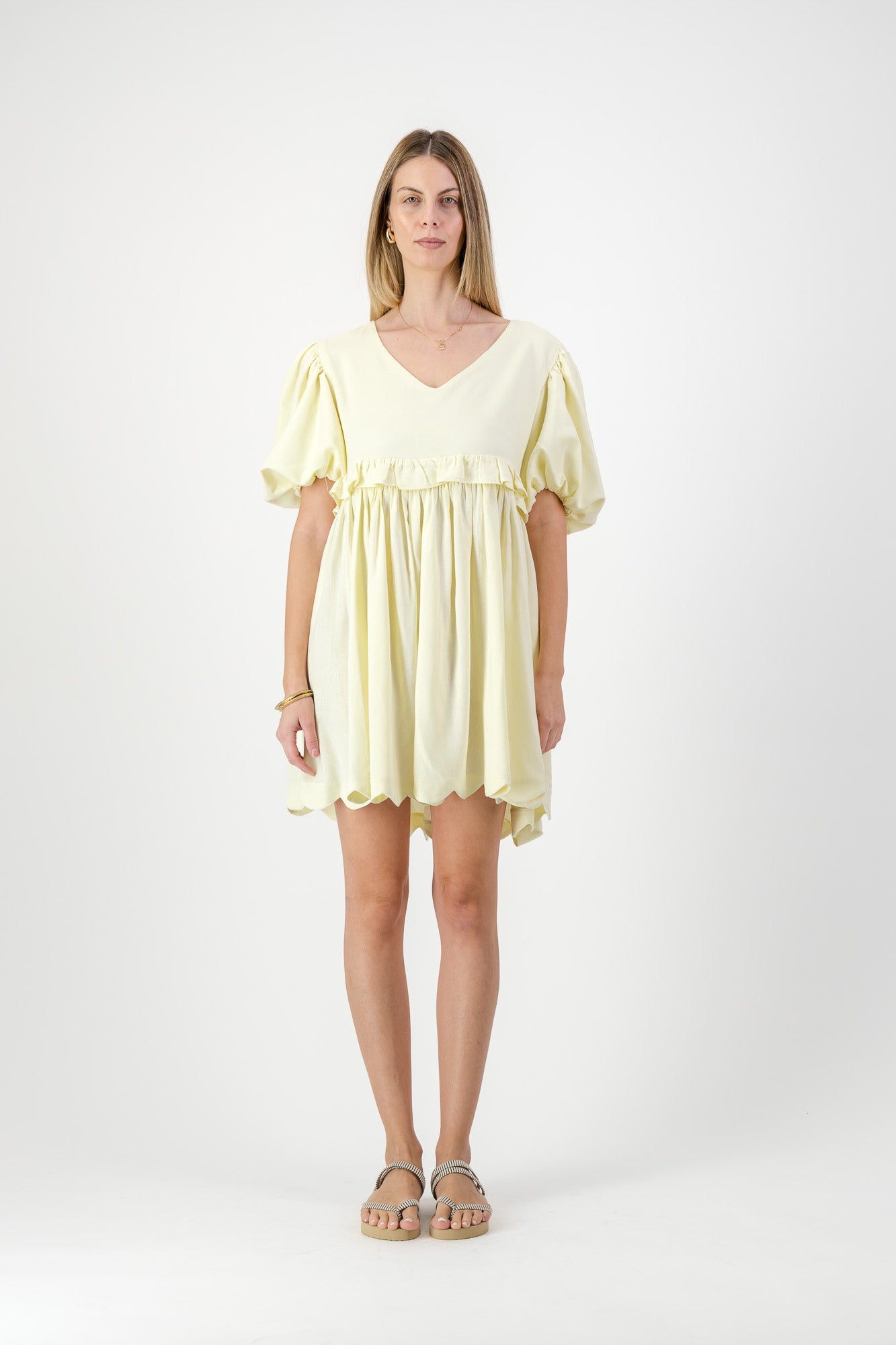 Sun Petal Scallop Dress  — Butter Yellow