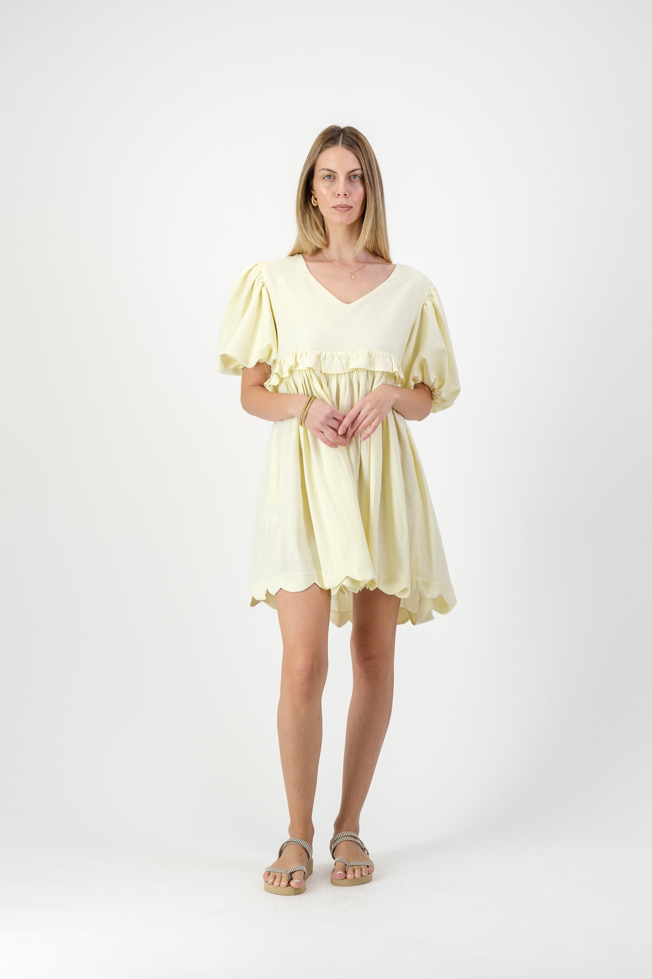 Sun Petal Scallop Dress  — Butter Yellow