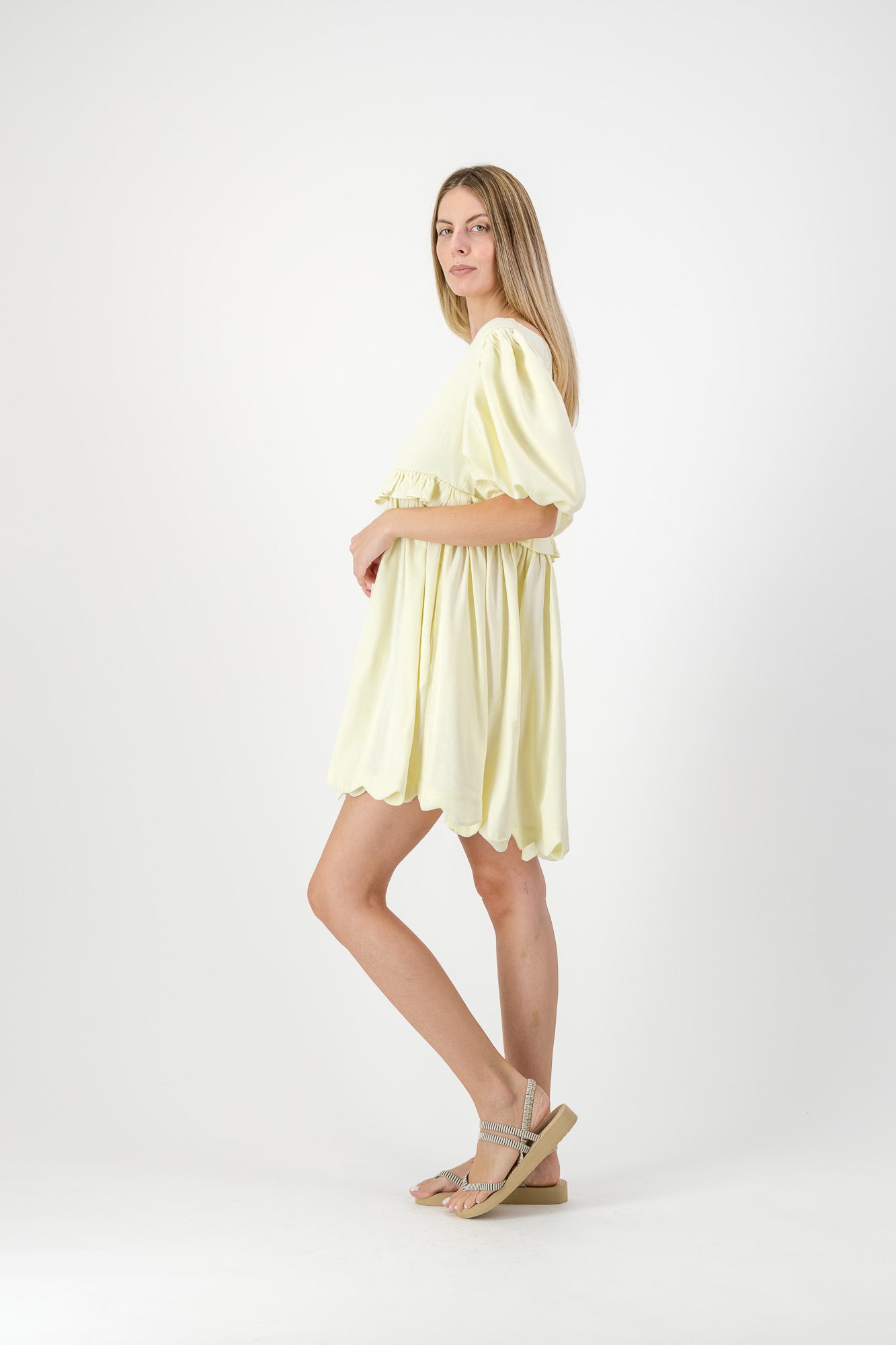 Sun Petal Scallop Dress  — Butter Yellow