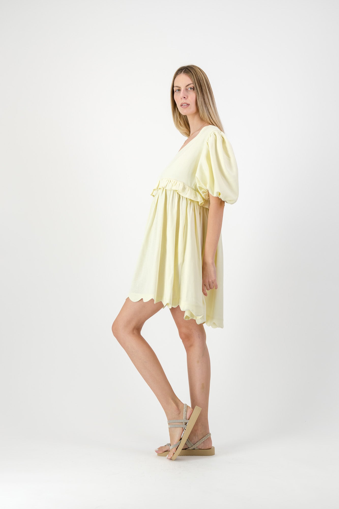 Sun Petal Scallop Dress  — Butter Yellow