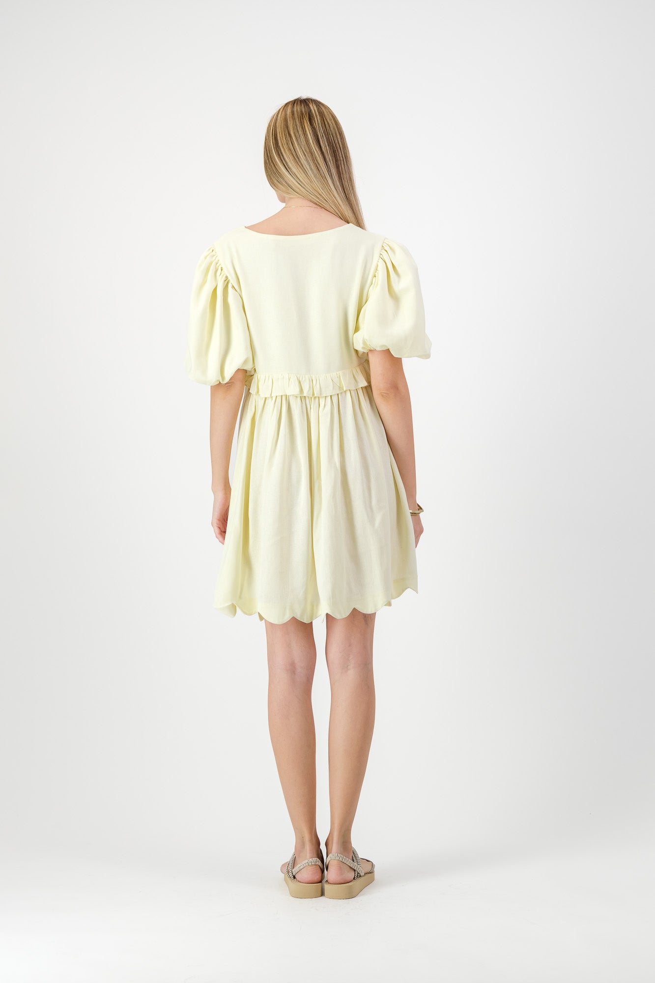 Sun Petal Scallop Dress  — Butter Yellow